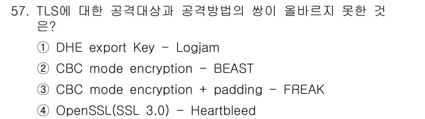 정보보안기사 2020년 57번 - 정답과 핵심 포인트를 검수 중인 기출문제