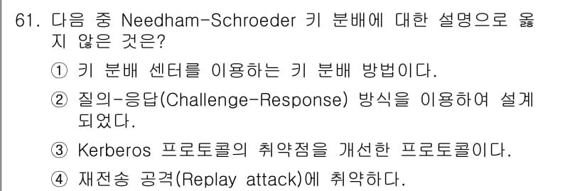 정보보안기사 2020년 61번 - 정답과 핵심 포인트를 검수 중인 기출문제