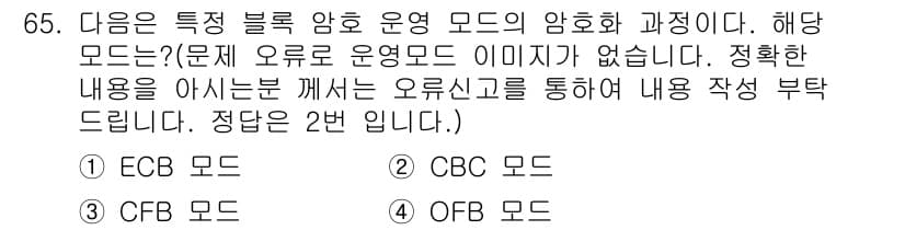 정보보안기사 2020년 65번 - 정답과 핵심 포인트를 검수 중인 기출문제