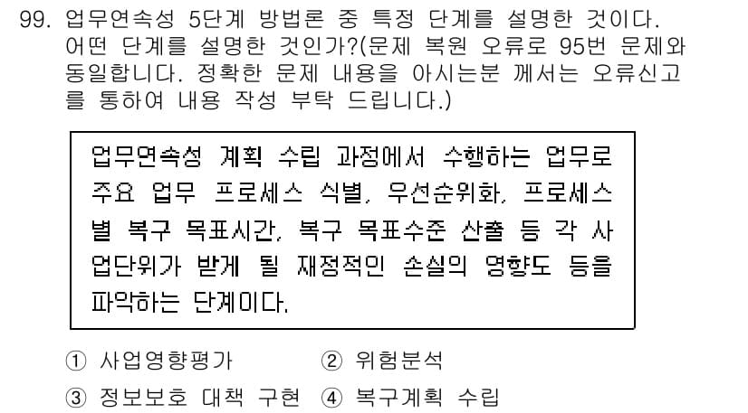 정보보안기사 2021년 99번 - 정답과 핵심 포인트를 검수 중인 기출문제