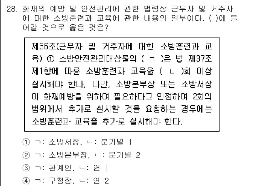 경비지도사_2차(소방학) 2023년 28번 - 정답과 핵심 포인트를 검수 중인 기출문제