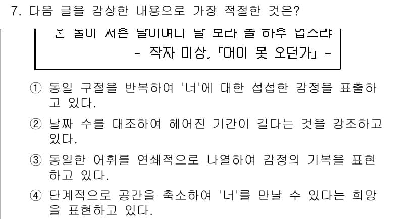 9급_국가직_공무원_국어 2023년 7번 - 정답과 핵심 포인트를 검수 중인 기출문제