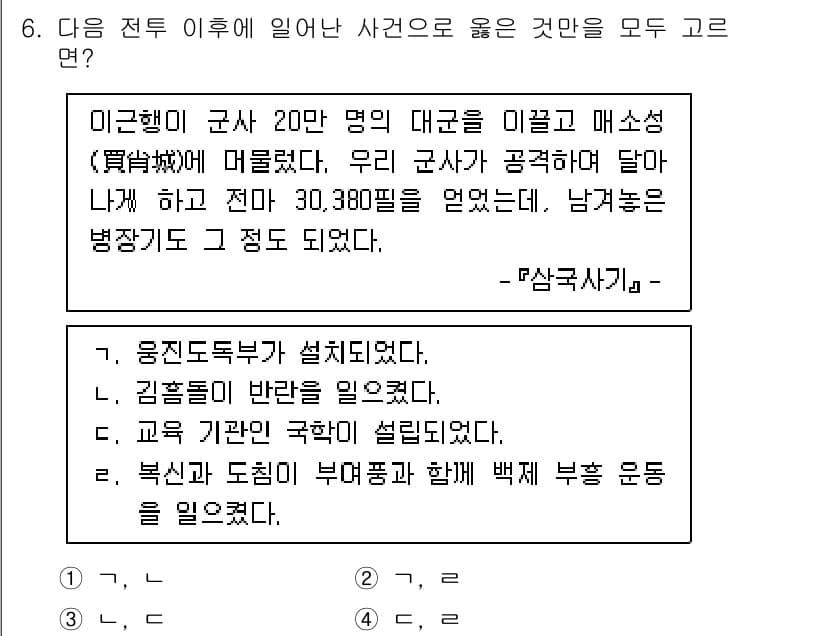 9급_국가직_공무원_한국사 2023년 6번 - 정답과 핵심 포인트를 검수 중인 기출문제