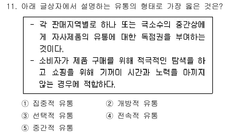유통관리사_2급 2023년 11번 - 정답과 핵심 포인트를 검수 중인 기출문제