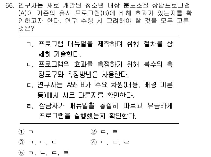 청소년상담사_1급(1교시) 2023년 66번 - 정답과 핵심 포인트를 검수 중인 기출문제