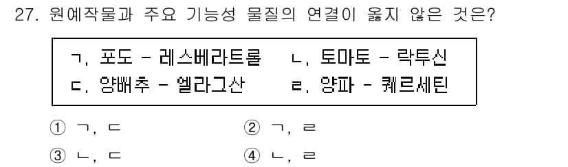 농산물품질관리사_1차 2023년 27번 - 정답과 핵심 포인트를 검수 중인 기출문제