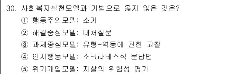 사회복지사_1급(2교시) 2024년 30번 - 정답과 핵심 포인트를 검수 중인 기출문제