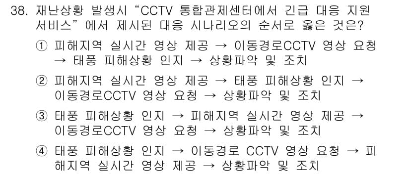 영상정보관리사 2022년 38번 - 이유: 이동경로 CCTV 영상 요청은 사고 대응의 효율성을 높이며, 실시... 에 관한 핵심 기출문제