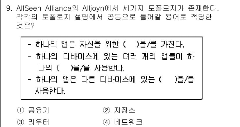 지능형홈관리사 2022년 9번 - 정답과 핵심 포인트를 검수 중인 기출문제