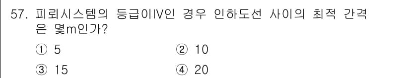 신재생에너지발전설비기사(구) 2022년 57번 - 피뢰시스템의 등급이 IN인 경우, 인하도선 사이의 최적 간격은 일반적으로... 에 관한 핵심 기출문제