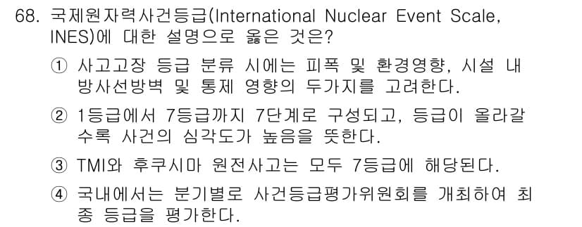 원자력기사 2023년 68번 - 정답과 핵심 포인트를 검수 중인 기출문제