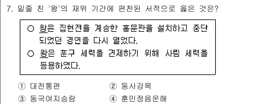 9급_국가직_공무원_한국사 2024년 7번 - 정답과 핵심 포인트를 검수 중인 기출문제