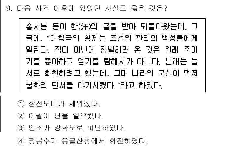 9급_국가직_공무원_한국사 2024년 9번 - 정답과 핵심 포인트를 검수 중인 기출문제