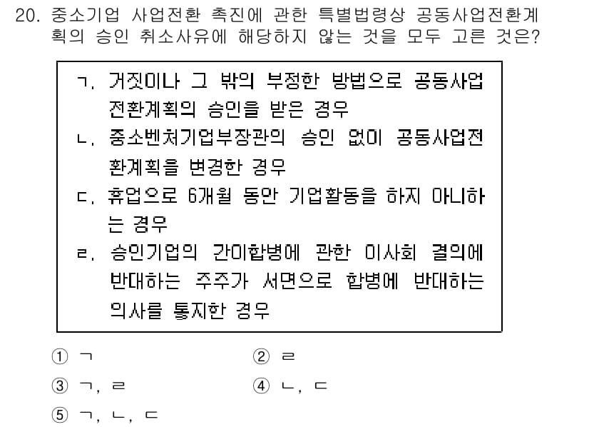 경영지도사_1차_1교시(구) 2024년 20번 - 정답과 핵심 포인트를 검수 중인 기출문제