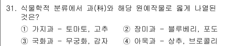 농산물품질관리사_1차 2024년 31번 - 정답과 핵심 포인트를 검수 중인 기출문제