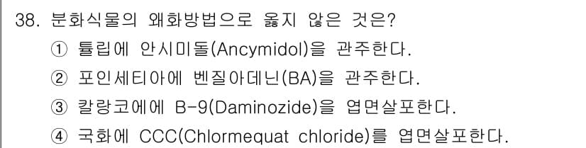 농산물품질관리사_1차 2024년 38번 - 정답과 핵심 포인트를 검수 중인 기출문제