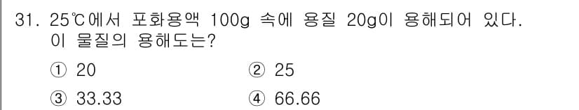 소방공무원(경력)_화학개론 2024년 31번 - 정답과 핵심 포인트를 검수 중인 기출문제