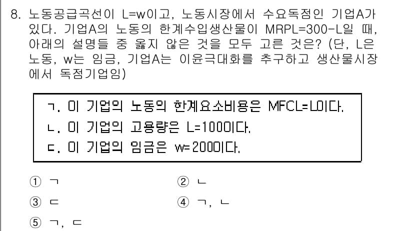 공인노무사_1차(경제학원론)(구) 2015년 8번 - 정답과 핵심 포인트를 검수 중인 기출문제