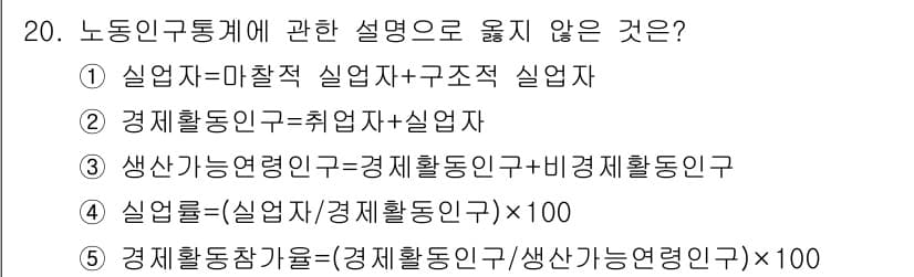 공인노무사_1차(경제학원론) 2015년 20번 - 정답과 핵심 포인트를 검수 중인 기출문제