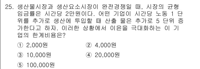 공인노무사_1차(경제학원론)(구) 2017년 25번 - 정답과 핵심 포인트를 검수 중인 기출문제