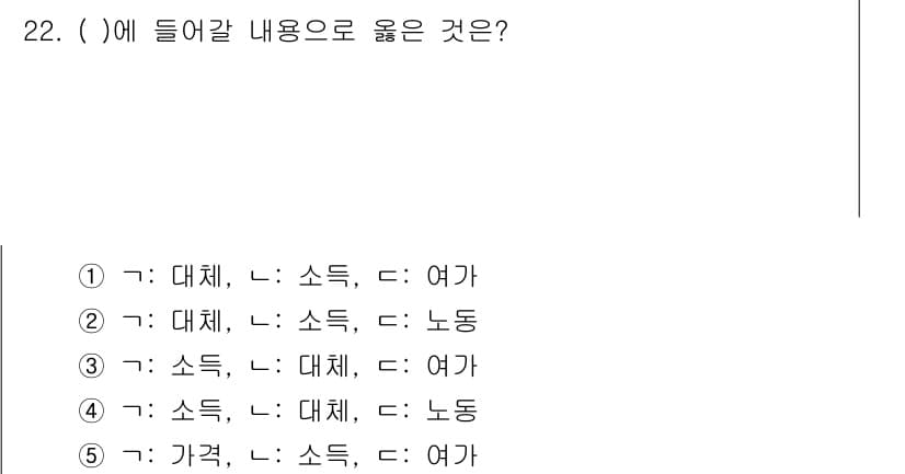 공인노무사_1차(경제학원론) 2017년 22번 - 문제에서 제시된 옵션들은 경제학의 기초 개념인 대체재와 보완재의 관계를 ... 에 관한 핵심 기출문제