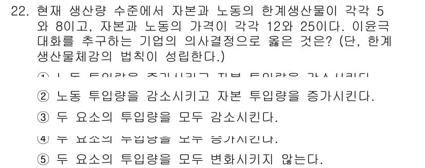 공인노무사_1차(경제학원론) 2019년 22번 - 정답과 핵심 포인트를 검수 중인 기출문제