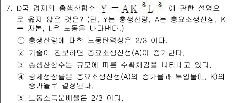 공인노무사_1차(경제학원론) 2019년 7번 - 정답과 핵심 포인트를 검수 중인 기출문제