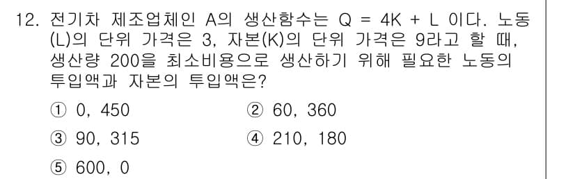 공인노무사_1차(경제학원론)(구) 2024년 12번 - 정답과 핵심 포인트를 검수 중인 기출문제