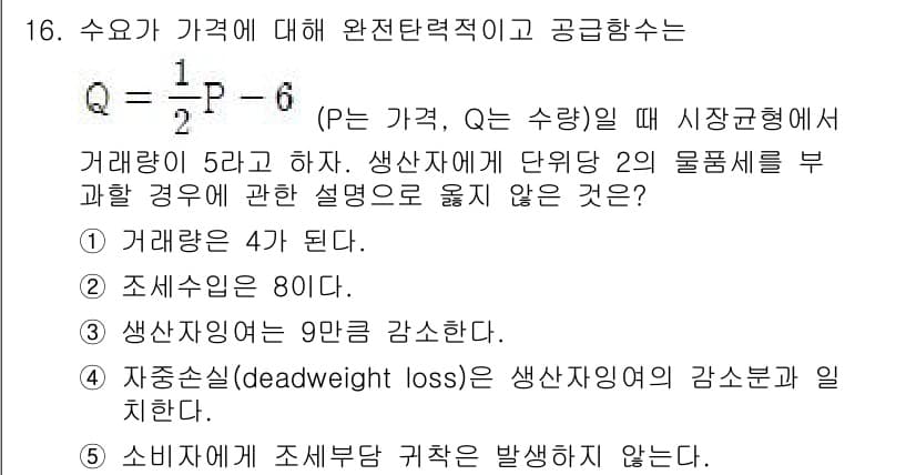 공인노무사_1차(경제학원론)(구) 2024년 16번 - 정답과 핵심 포인트를 검수 중인 기출문제