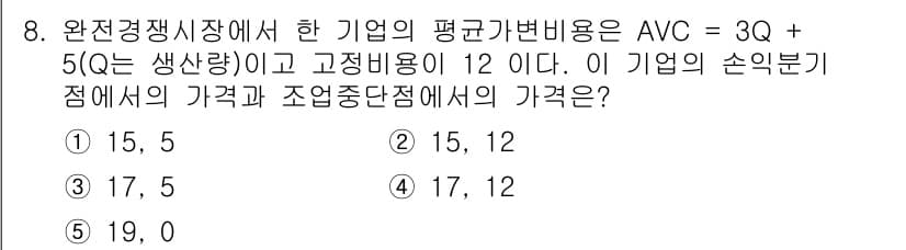 공인노무사_1차(경제학원론)(구) 2024년 8번 - 정답과 핵심 포인트를 검수 중인 기출문제