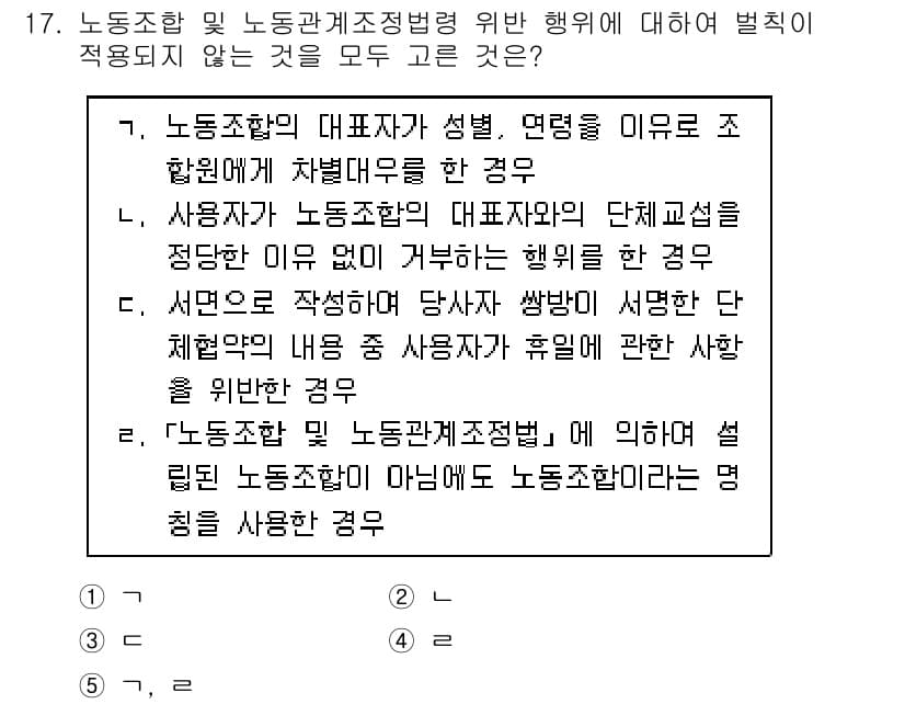 공인노무사_1차(노동법2)(구) 2017년 17번 - . 

노동조합의 대표자나 임원은 조합원과의 관계에서 명시적인 권한을 갖... 에 관한 핵심 기출문제