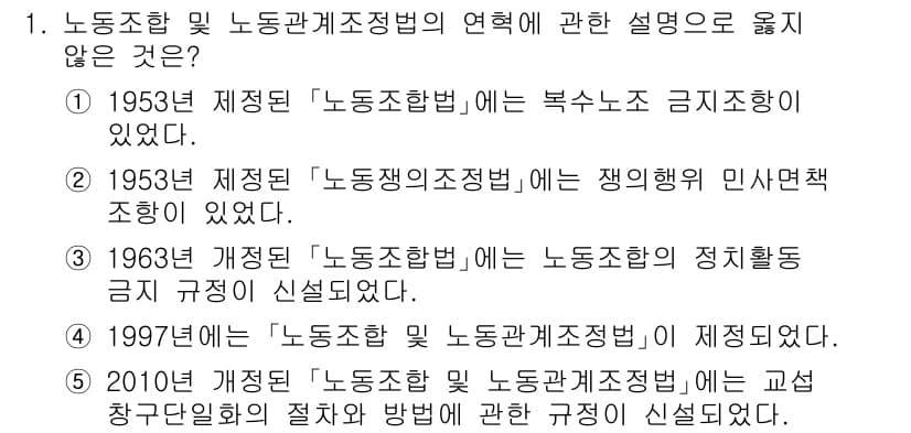 공인노무사_1차(노동법2) 2024년 1번 - 정답과 핵심 포인트를 검수 중인 기출문제