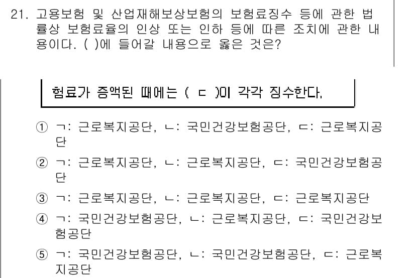 공인노무사_1차(사회보험법) 2022년 21번 - 정답과 핵심 포인트를 검수 중인 기출문제