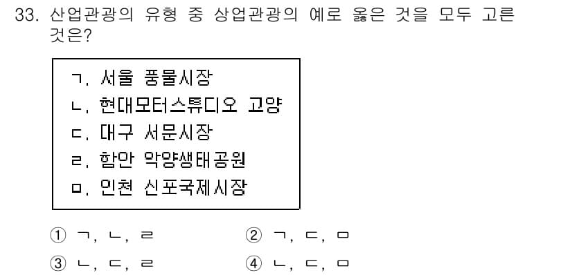 관광통역안내사_1교시(구) 2024년 33번 - 정답과 핵심 포인트를 검수 중인 기출문제