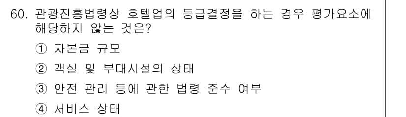 관광통역안내사_2교시(구) 2024년 60번 - 정답과 핵심 포인트를 검수 중인 기출문제