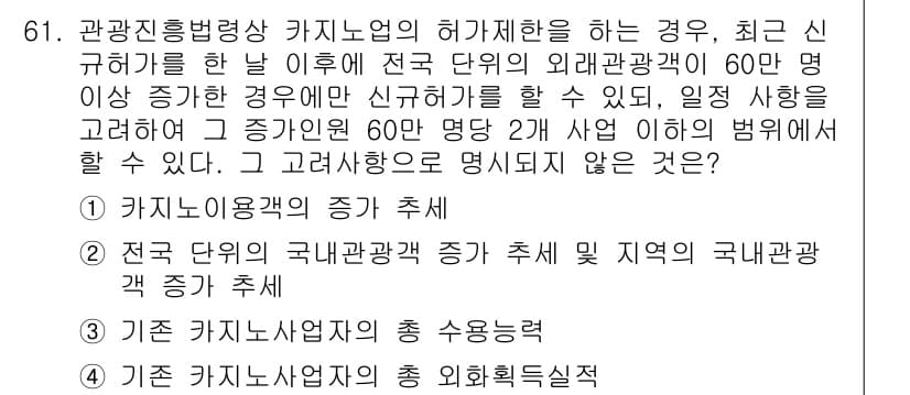 관광통역안내사_2교시(구) 2024년 61번 - 정답과 핵심 포인트를 검수 중인 기출문제