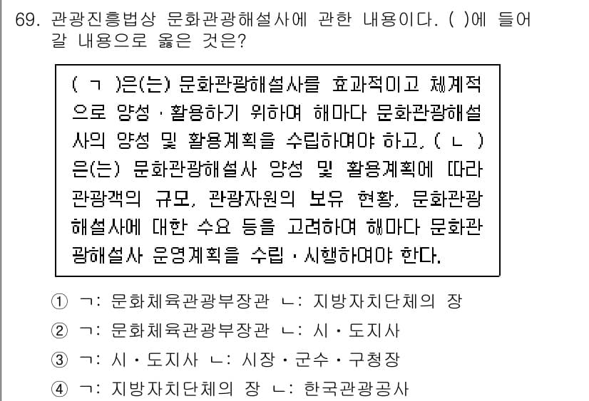 관광통역안내사_2교시(구) 2024년 69번 - 정답과 핵심 포인트를 검수 중인 기출문제
