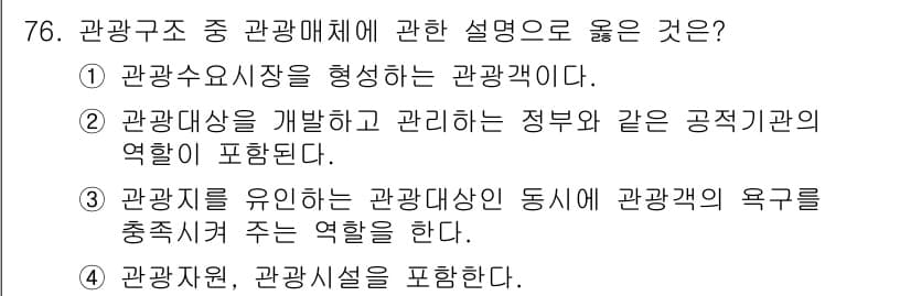 관광통역안내사_2교시(구) 2024년 76번 - 정답과 핵심 포인트를 검수 중인 기출문제