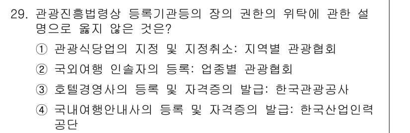 국내여행안내사_1차 2024년 29번 - 정답과 핵심 포인트를 검수 중인 기출문제