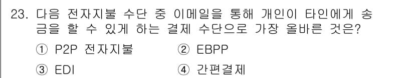 전자상거래운용사 2024년 23번 - 정답과 핵심 포인트를 검수 중인 기출문제