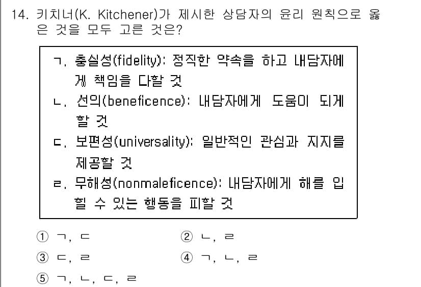 청소년상담사_1급(1교시) 2024년 14번 - 정답과 핵심 포인트를 검수 중인 기출문제