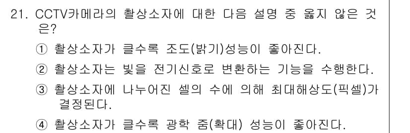 영상정보관리사 2024년 21번 - 정답과 핵심 포인트를 검수 중인 기출문제