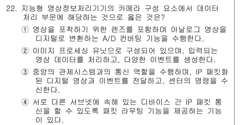 영상정보관리사 2024년 22번 - 정답과 핵심 포인트를 검수 중인 기출문제