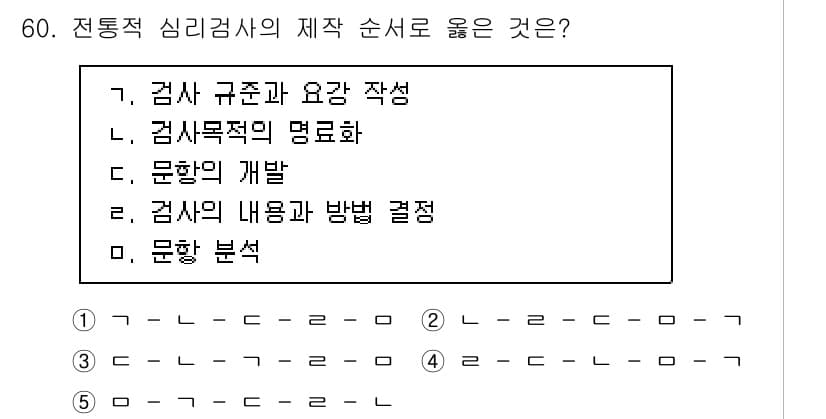 청소년상담사_2급(1교시) 2024년 60번 - . 

정신검사에서 검사의 목적과 목표를 명확히 해야 효과적인 분석과 해... 에 관한 핵심 기출문제