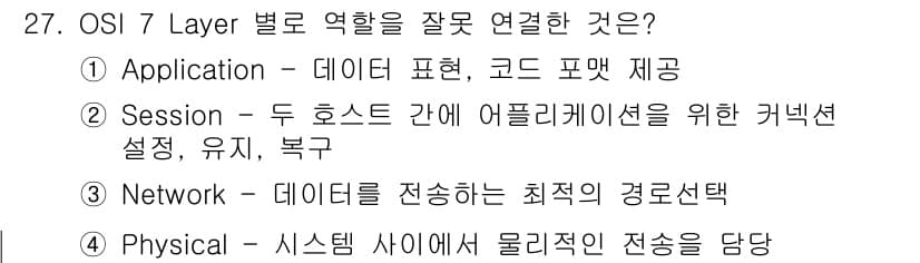 네트워크관리사_1급 2024년 27번 - 정답과 핵심 포인트를 검수 중인 기출문제