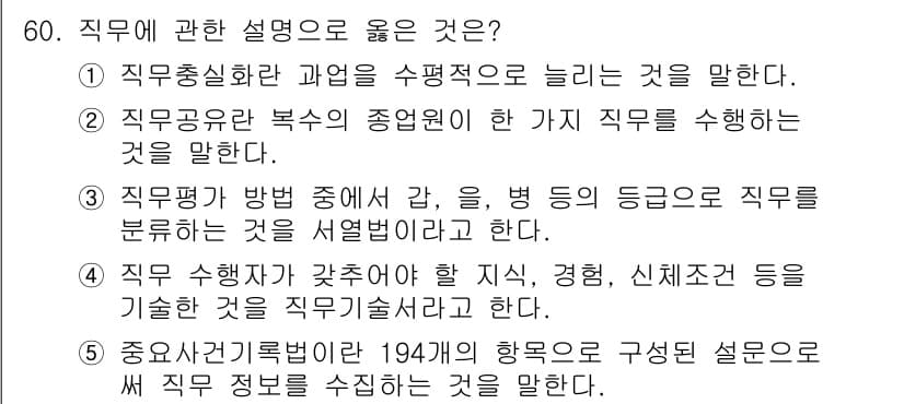 경영지도사_1차_1교시(구) 2025년 60번 - 정답과 핵심 포인트를 검수 중인 기출문제