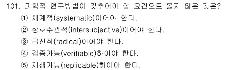경영지도사_1차_1교시 2025년 101번 - 정답과 핵심 포인트를 검수 중인 기출문제