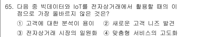전자상거래관리사_1급 2018년 66번 - 정답과 핵심 포인트를 검수 중인 기출문제