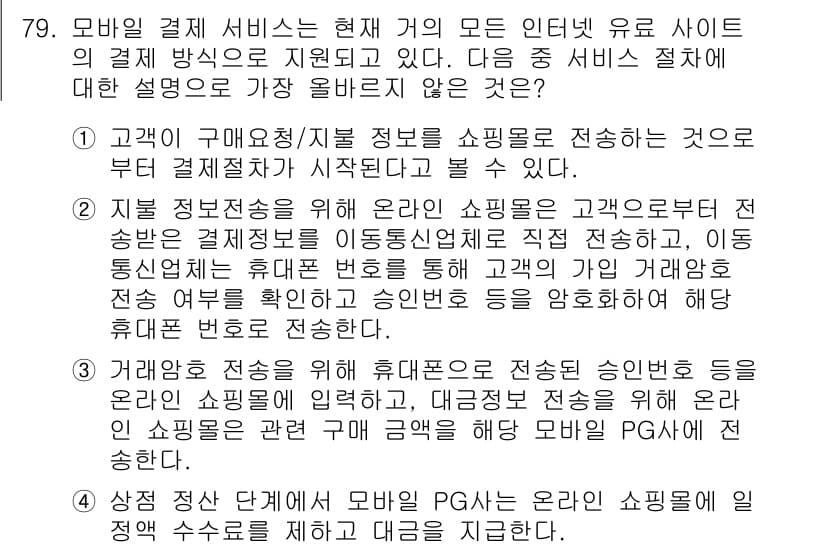 전자상거래관리사_1급 2021년 78번 - 정답과 핵심 포인트를 검수 중인 기출문제