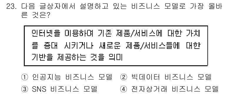 전자상거래관리사_1급 2022년 23번 - 정답과 핵심 포인트를 검수 중인 기출문제